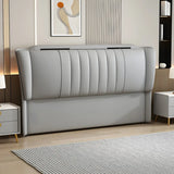 Light Gray Wooden Frame Upholstered Wingback Headboard Image - 1