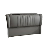 Light Gray Wooden Frame Upholstered Wingback Headboard Image - 10