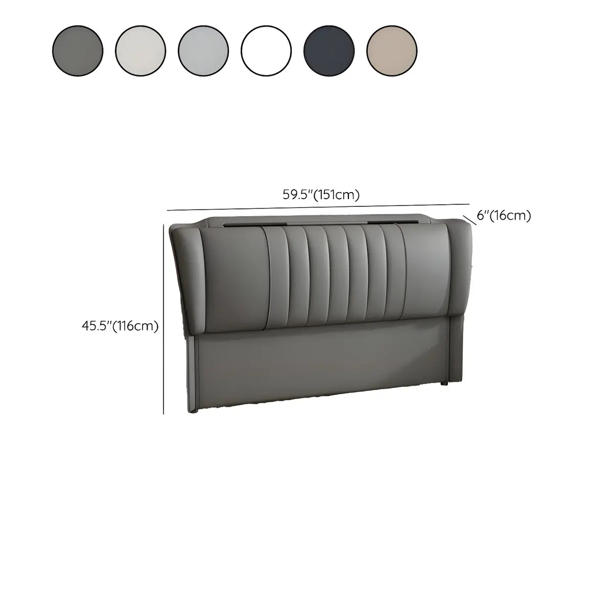 Light Gray Wooden Frame Upholstered Wingback Headboard 