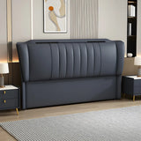 Light Gray Wooden Frame Upholstered Wingback Headboard Image - 9