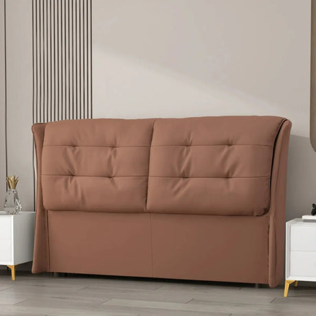 Light Khaki Upholstered Wingback Headboard with Legs Image - 2