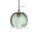 Lime Green Textured Clear Glass Ball Pendant Light #size