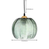 Lime Green Textured Clear Glass Ball Pendant Light Image - 12