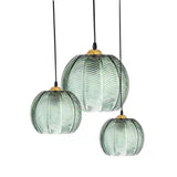 Lime Green Textured Clear Glass Ball Pendant Light Image - 5