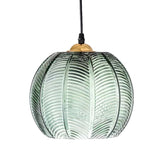 Lime Green Textured Clear Glass Ball Pendant Light Image - 7