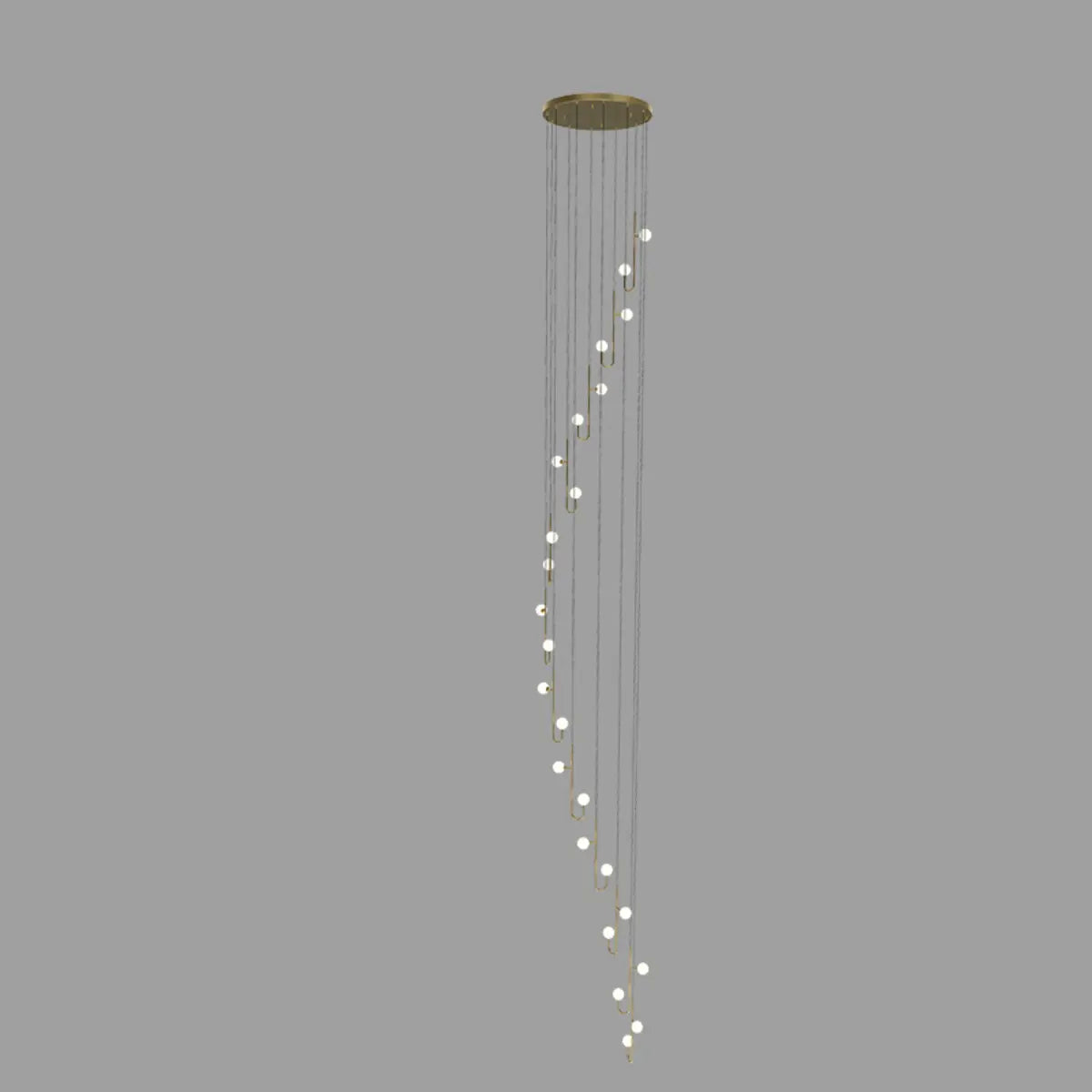 Linear Spiral Glass Ball Metal Black Foyer Chandelier Image - 13