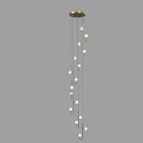 Linear Spiral Glass Ball Metal Black Foyer Chandelier Image - 9