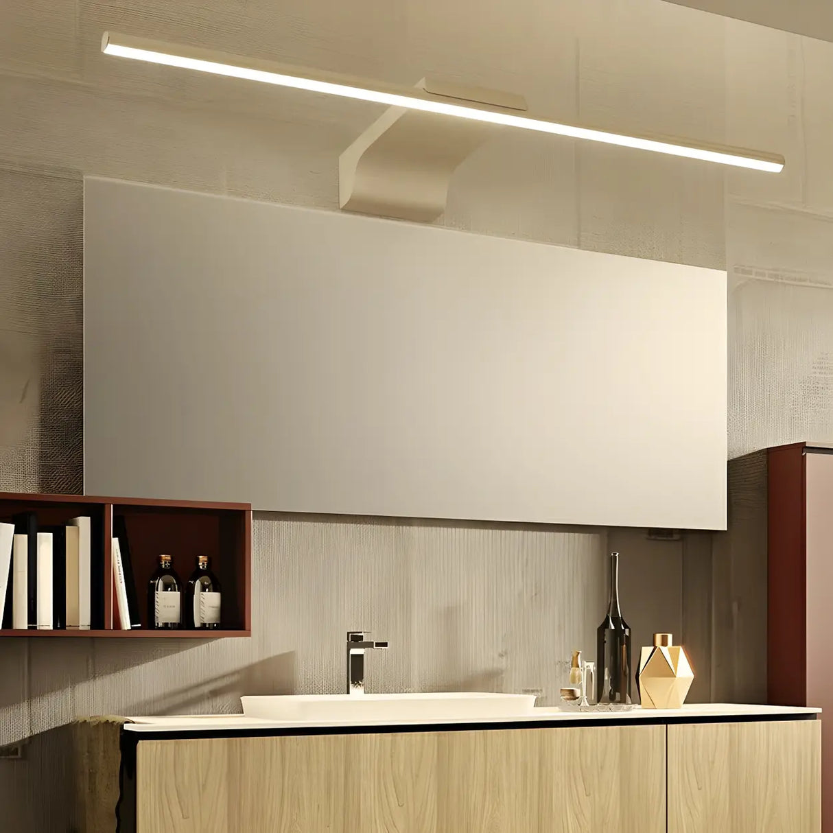 Linear White Modern LED Wall Mounted Vanity Light Image - 3