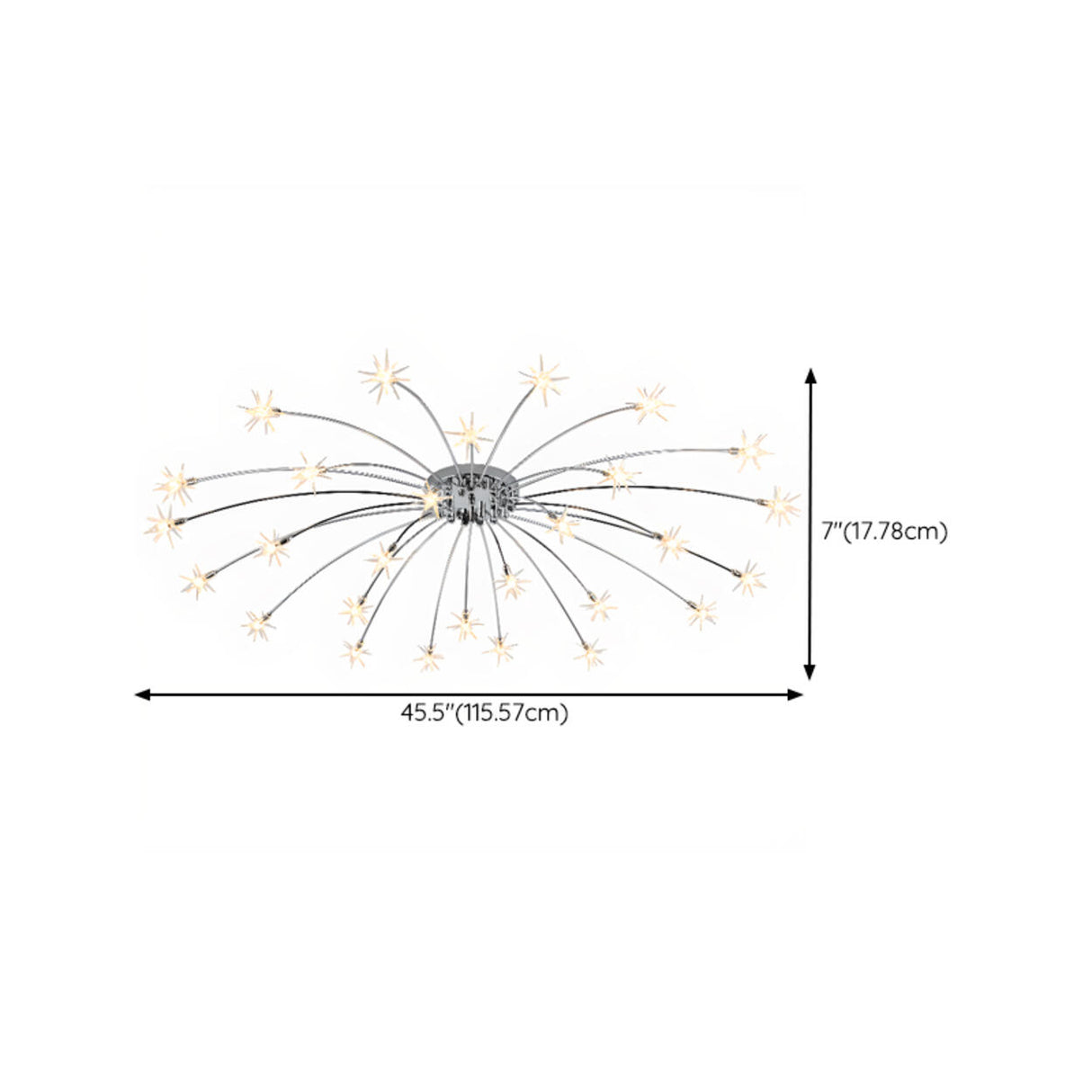 Living Room 21-Light Starburst Semi-Flush Mount Light 