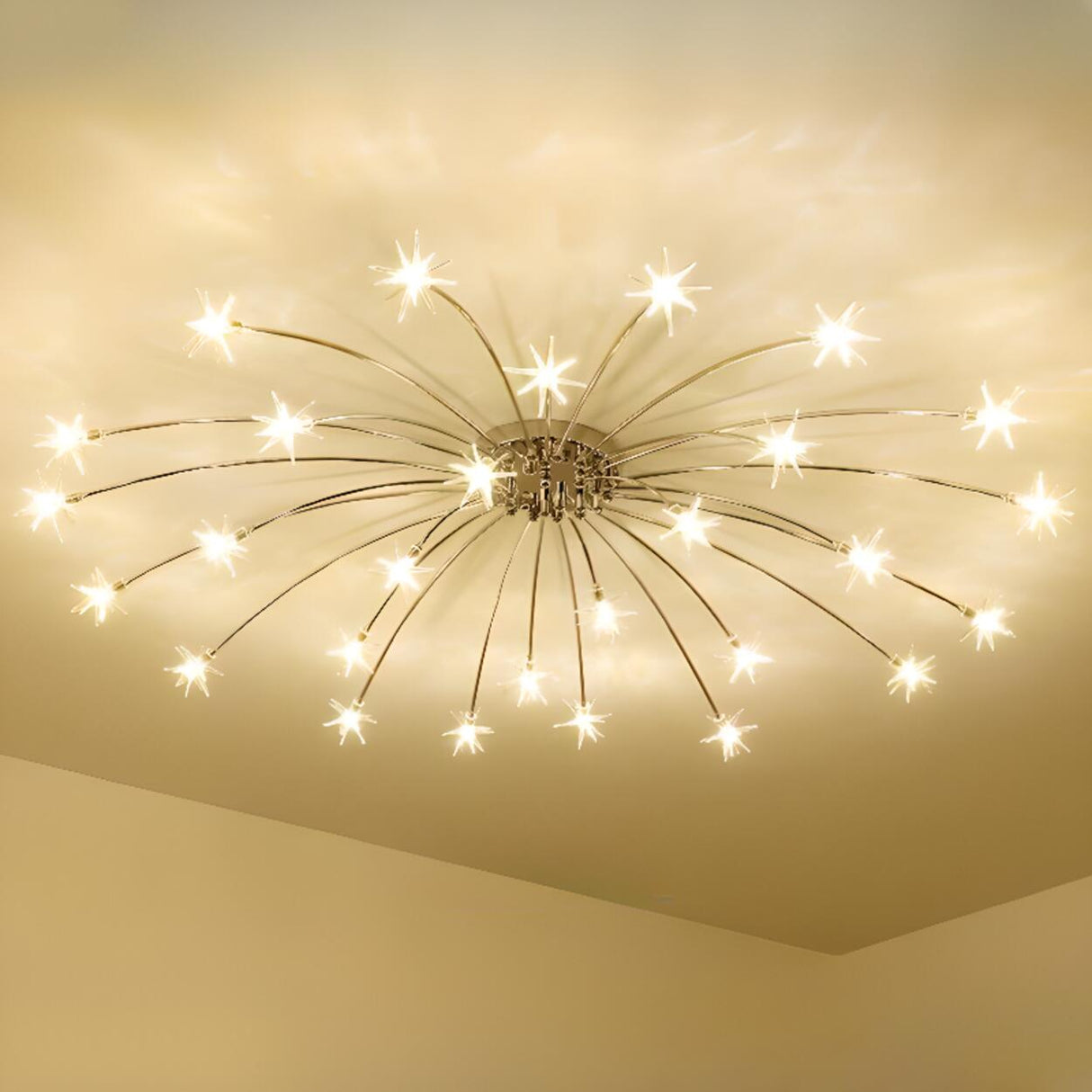 Living Room 21-Light Starburst Semi-Flush Mount Light Image - 6