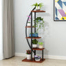 Living Room 4 Tiers Curved Wooden Storage Plant Stand Image - 11