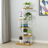 Living Room 4 Tiers Curved Wooden Storage Plant Stand Image - 17