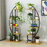 Living Room 4 Tiers Curved Wooden Storage Plant Stand Image - 21