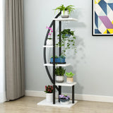 Living Room 4 Tiers Curved Wooden Storage Plant Stand Image - 6