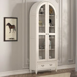 Living Room Arched Glass Storage Display Cabinet White Image - 1