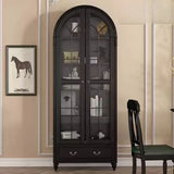 Living Room Arched Glass Storage Display Cabinet White Image - 3