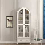 Living Room Arched Glass Storage Display Cabinet White Image - 4