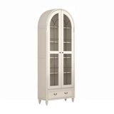 Living Room Arched Glass Storage Display Cabinet White Image - 5