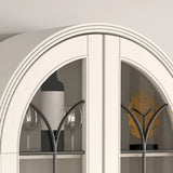 Living Room Arched Glass Storage Display Cabinet White Image - 9