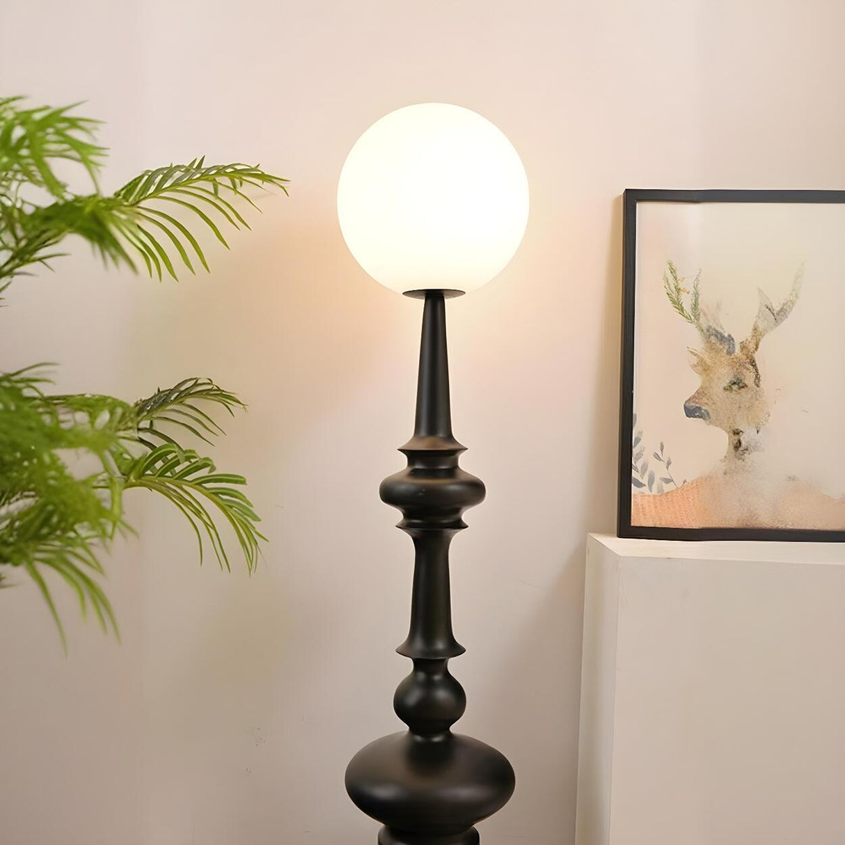 Living Room Artistic Black Roman Column Floor Light Image - 6