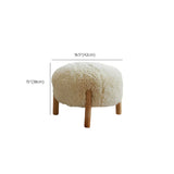 Living Room Beige Round Plush Wood Footstool Ottomans #size