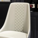 Living Room Beige Tufted Quilted Leather Dining Chair Image - 4