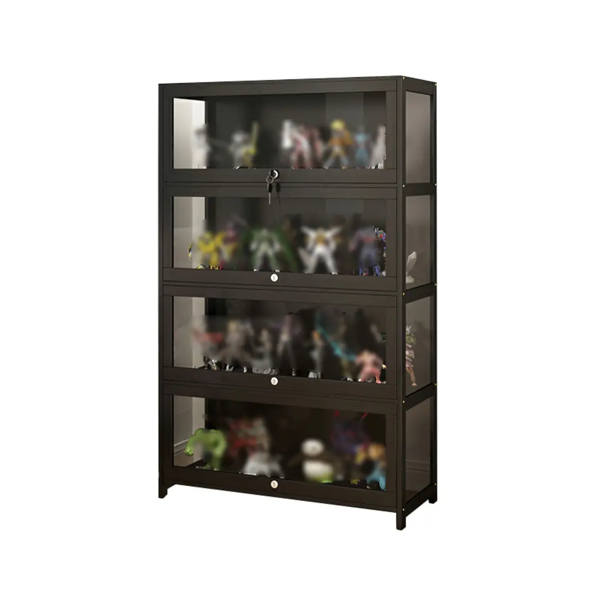 Living Room Black Modern Glass Figurine Display Cabinet Image - 10