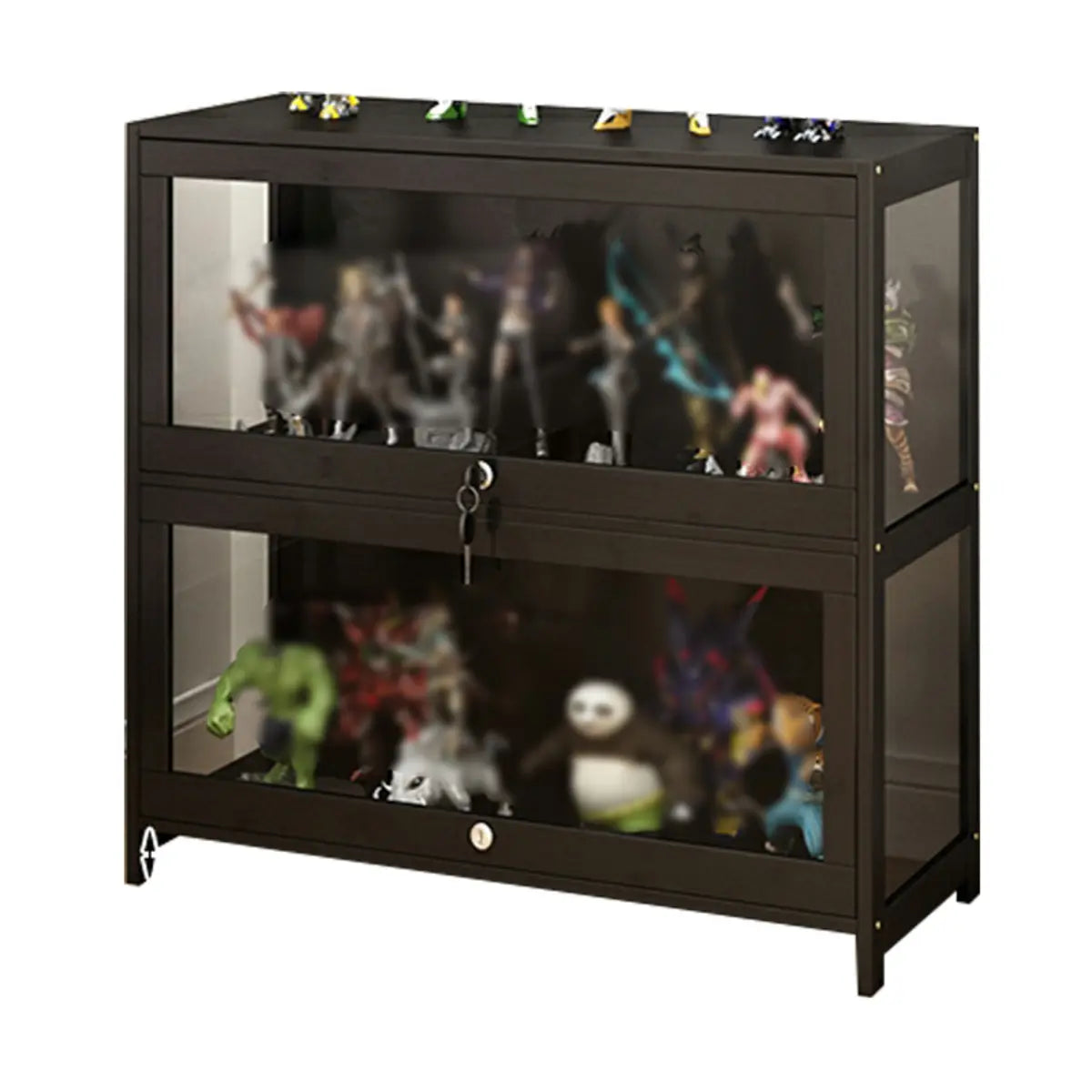 Living Room Black Modern Glass Figurine Display Cabinet Image - 11