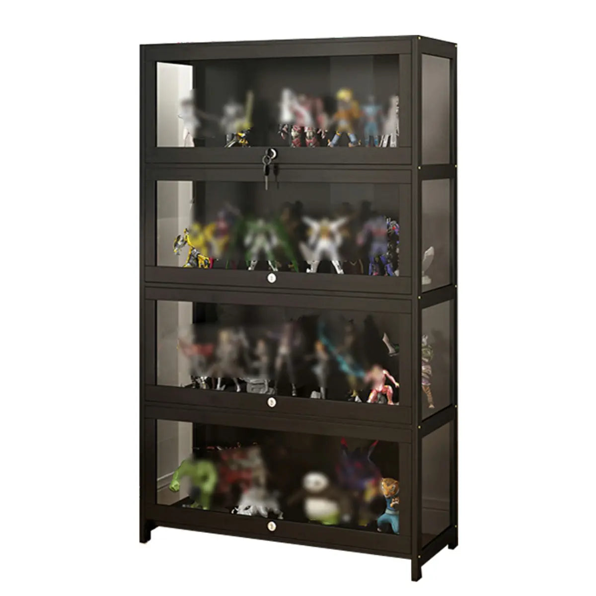 Living Room Black Modern Glass Figurine Display Cabinet Image - 16