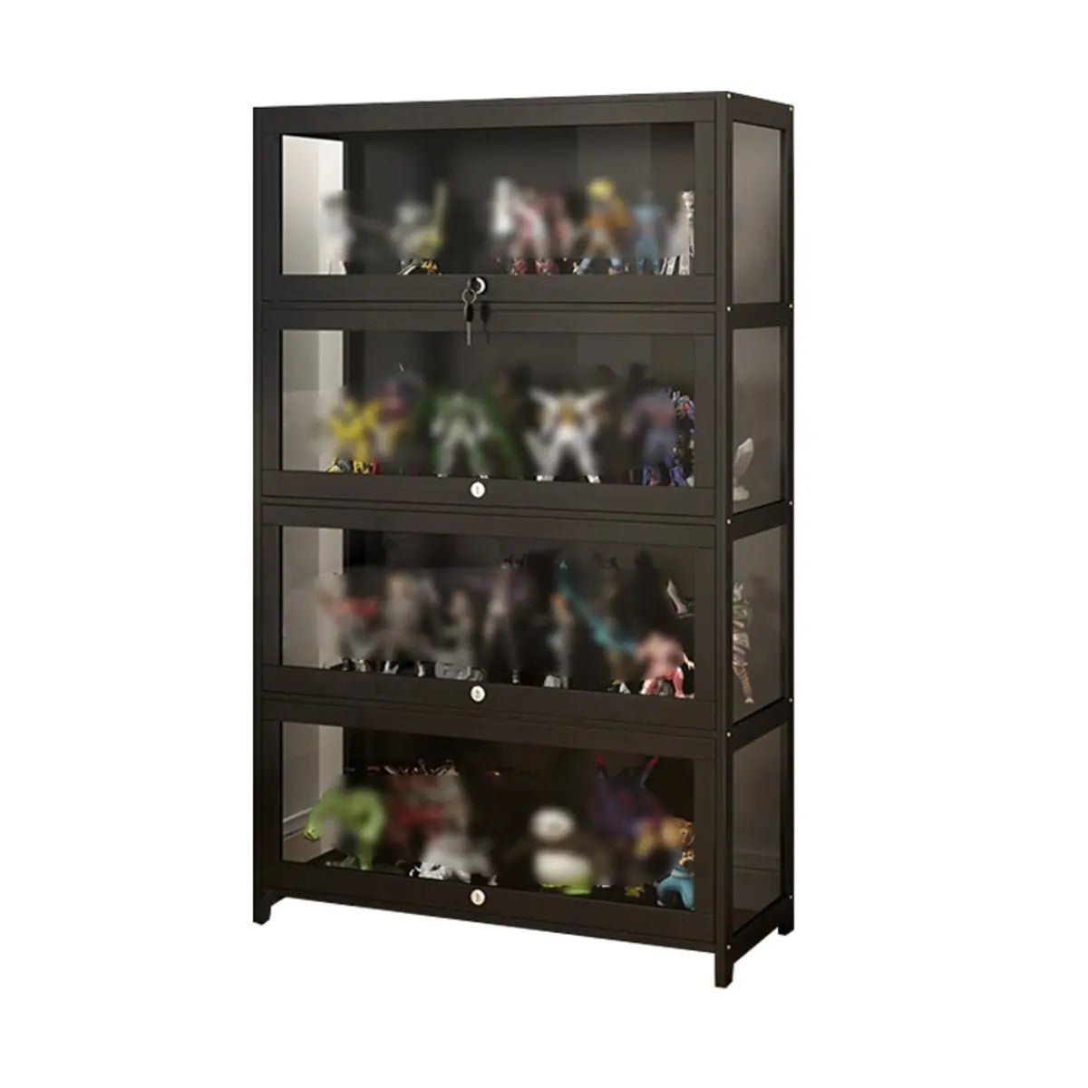 Living Room Black Modern Glass Figurine Display Cabinet Image - 18