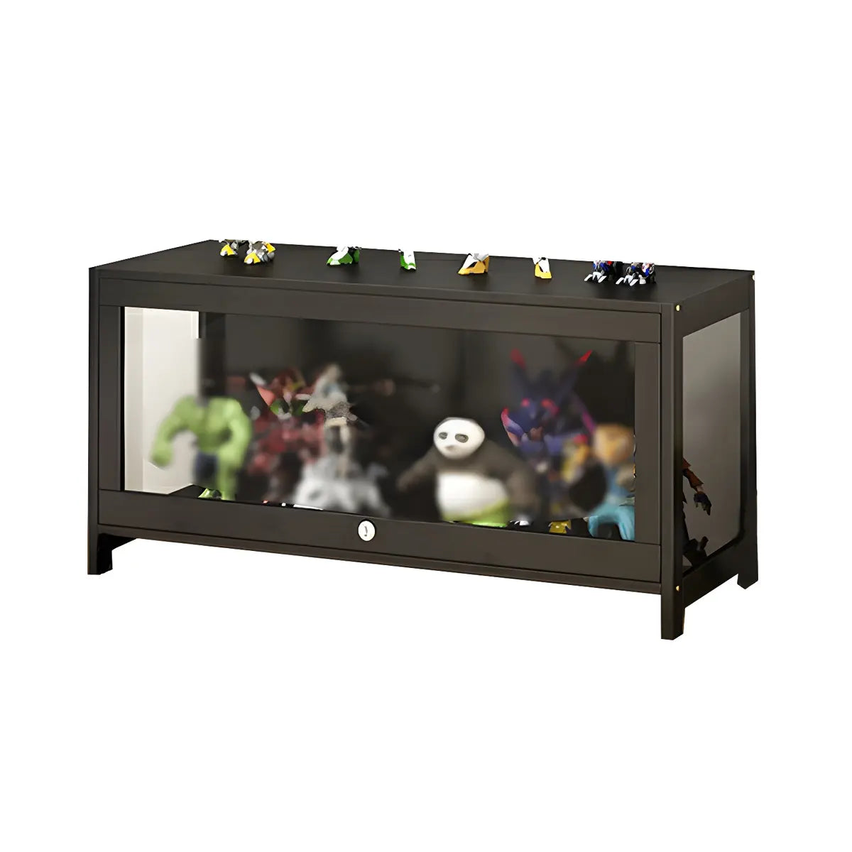 Living Room Black Modern Glass Figurine Display Cabinet Image - 20