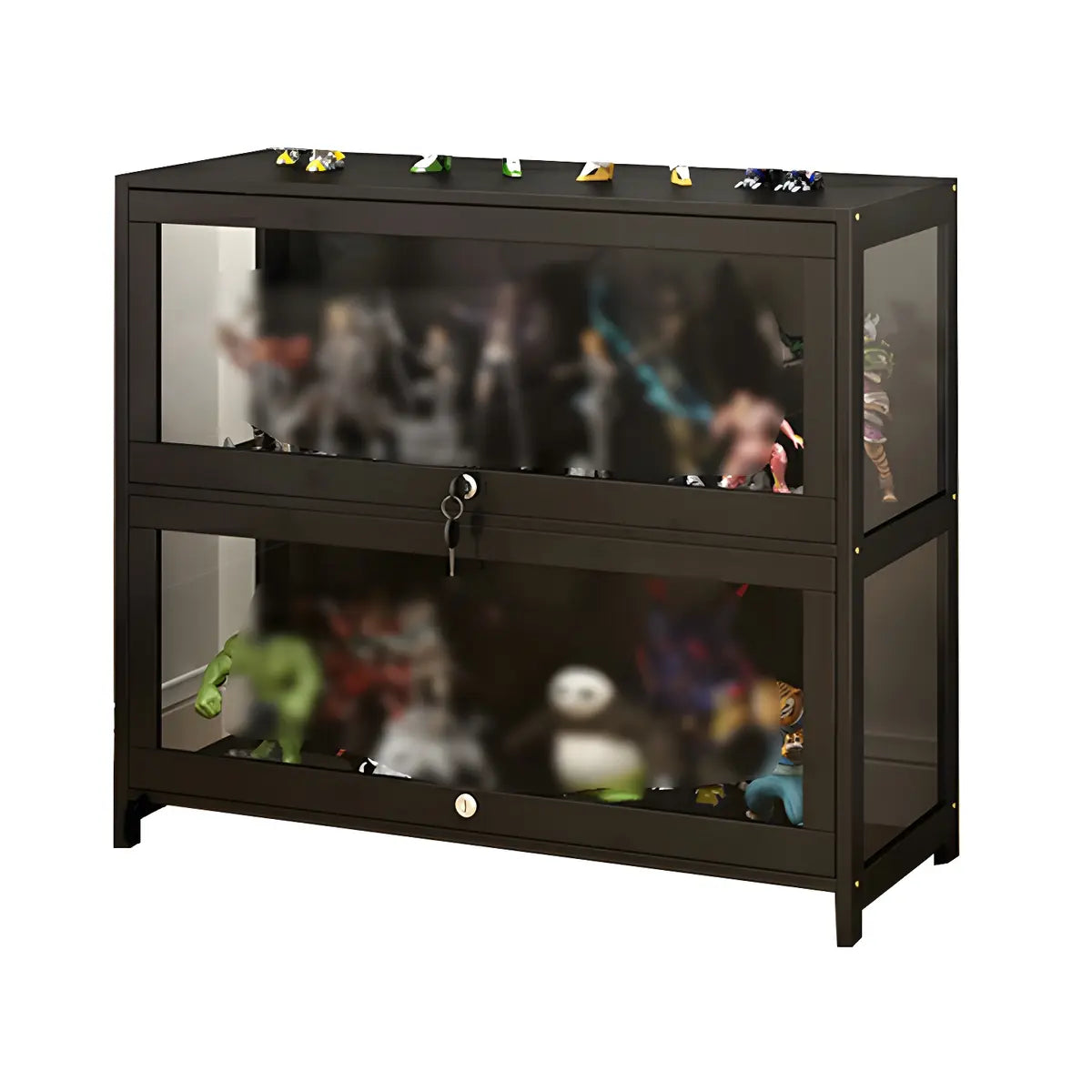 Living Room Black Modern Glass Figurine Display Cabinet Image - 21