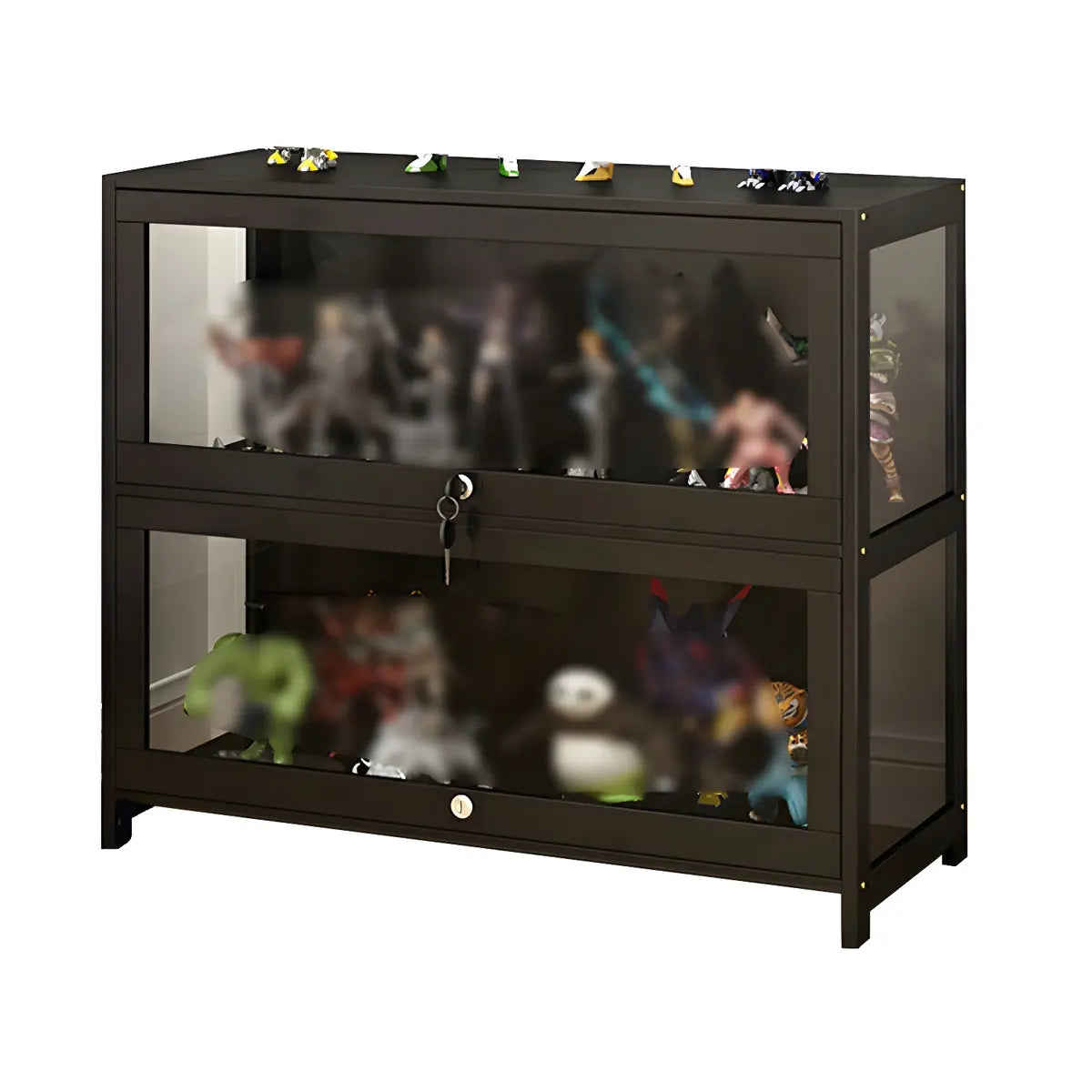 Living Room Black Modern Glass Figurine Display Cabinet Image - 22