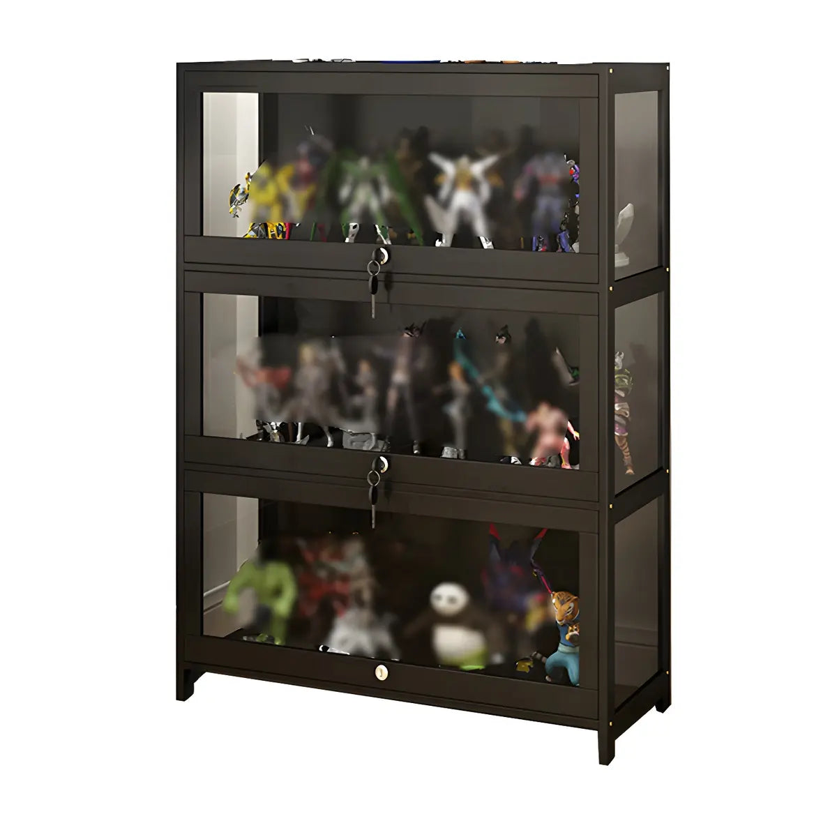 Living Room Black Modern Glass Figurine Display Cabinet Image - 23