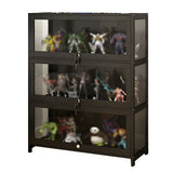 Living Room Black Modern Glass Figurine Display Cabinet Image - 24