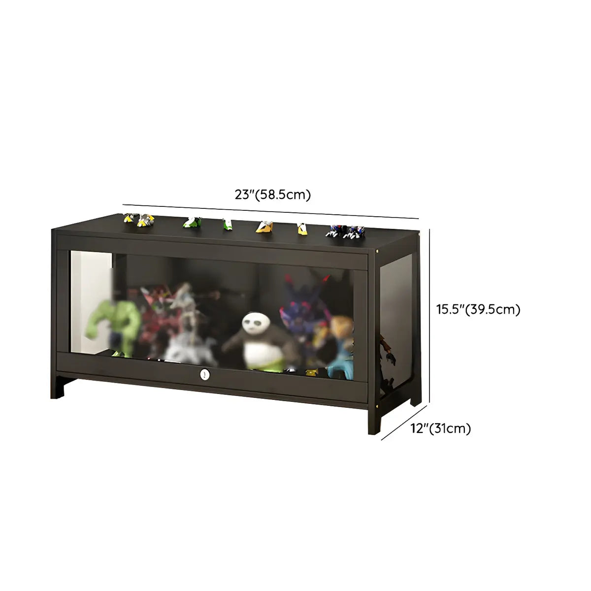 Living Room Black Modern Glass Figurine Display Cabinet 