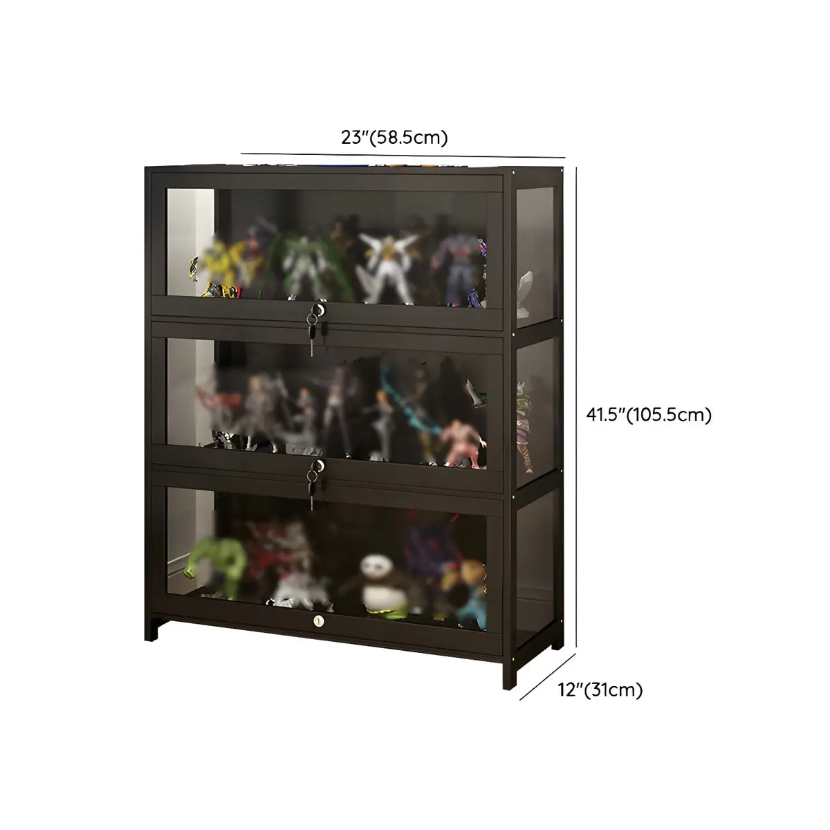 Living Room Black Modern Glass Figurine Display Cabinet Image - 31