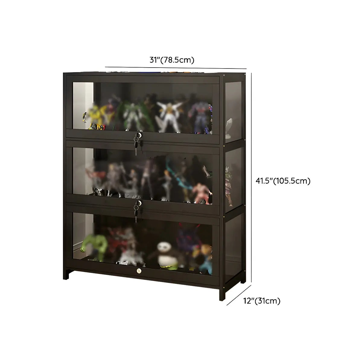 Living Room Black Modern Glass Figurine Display Cabinet Image - 33