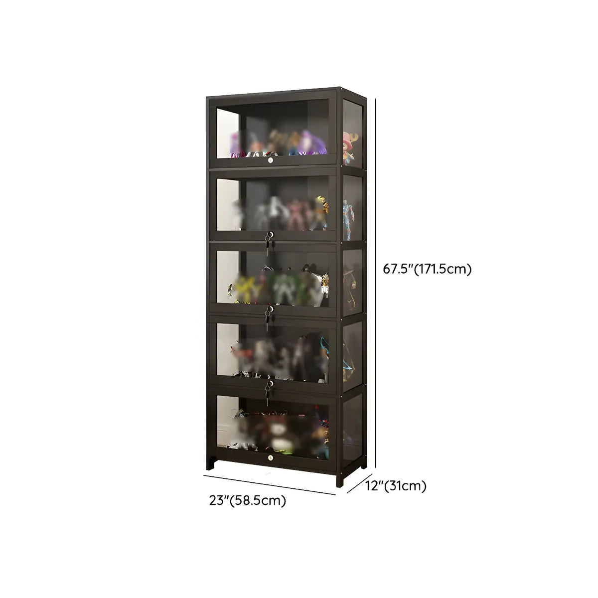 Living Room Black Modern Glass Figurine Display Cabinet Image - 37