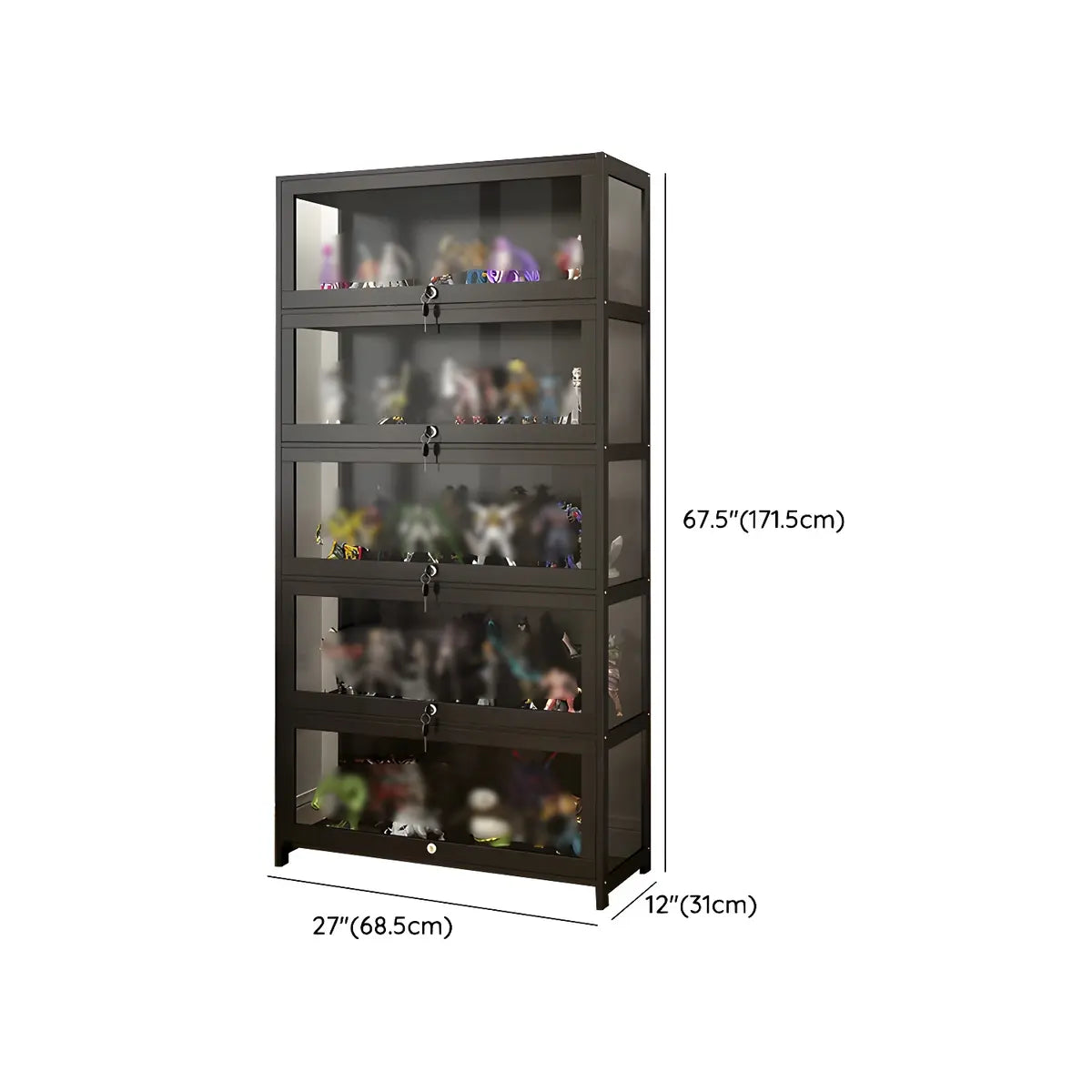 Living Room Black Modern Glass Figurine Display Cabinet Image - 38