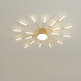 Living Room Black Starburst Semi-Flush Mount Light Image - 10