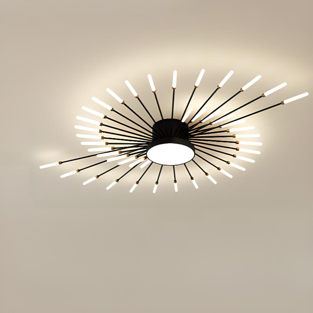 Living Room Black Starburst Semi-Flush Mount Light Image - 11