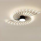 Living Room Black Starburst Semi-Flush Mount Light Image - 11