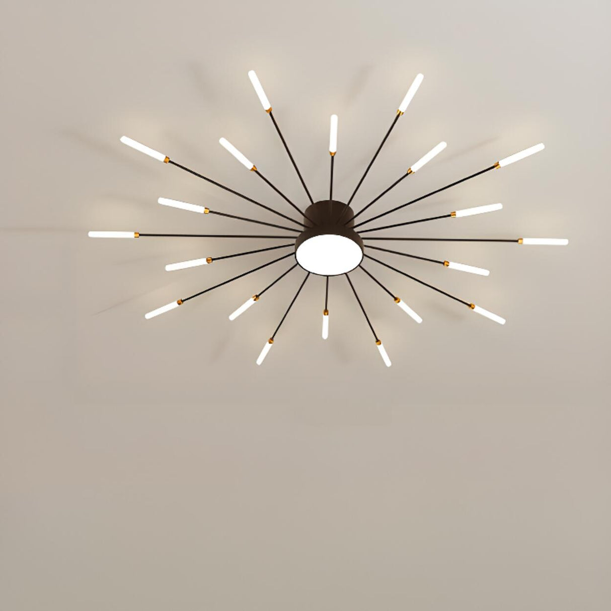 Living Room Black Starburst Semi-Flush Mount Light Image - 12