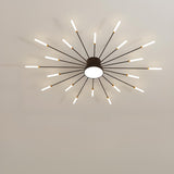 Living Room Black Starburst Semi-Flush Mount Light Image - 12