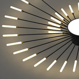 Living Room Black Starburst Semi-Flush Mount Light Image - 14