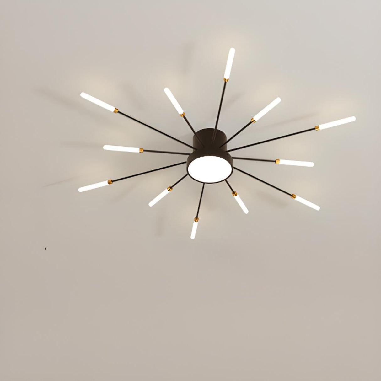 Living Room Black Starburst Semi-Flush Mount Light Image - 5