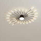 Living Room Black Starburst Semi-Flush Mount Light Image - 9