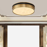 Living Room Brass Metal Cylinder Flush Mount Light Image - 4