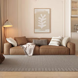 Living Room Brown Leather Wood Frame Loveseat with Arms Image - 2